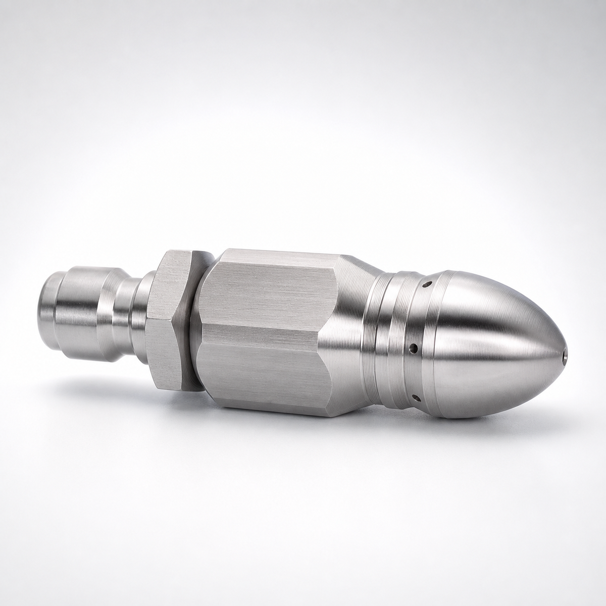 🔩Stainless Steel 7-Jet Sewer Jetter Nozzle with 1/4-In Quick Connect