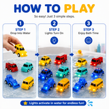 🚗Light Up Bath Cars🫧 6PCS Waterproof LED Bath Toys That Make Bath Time Magical ✨