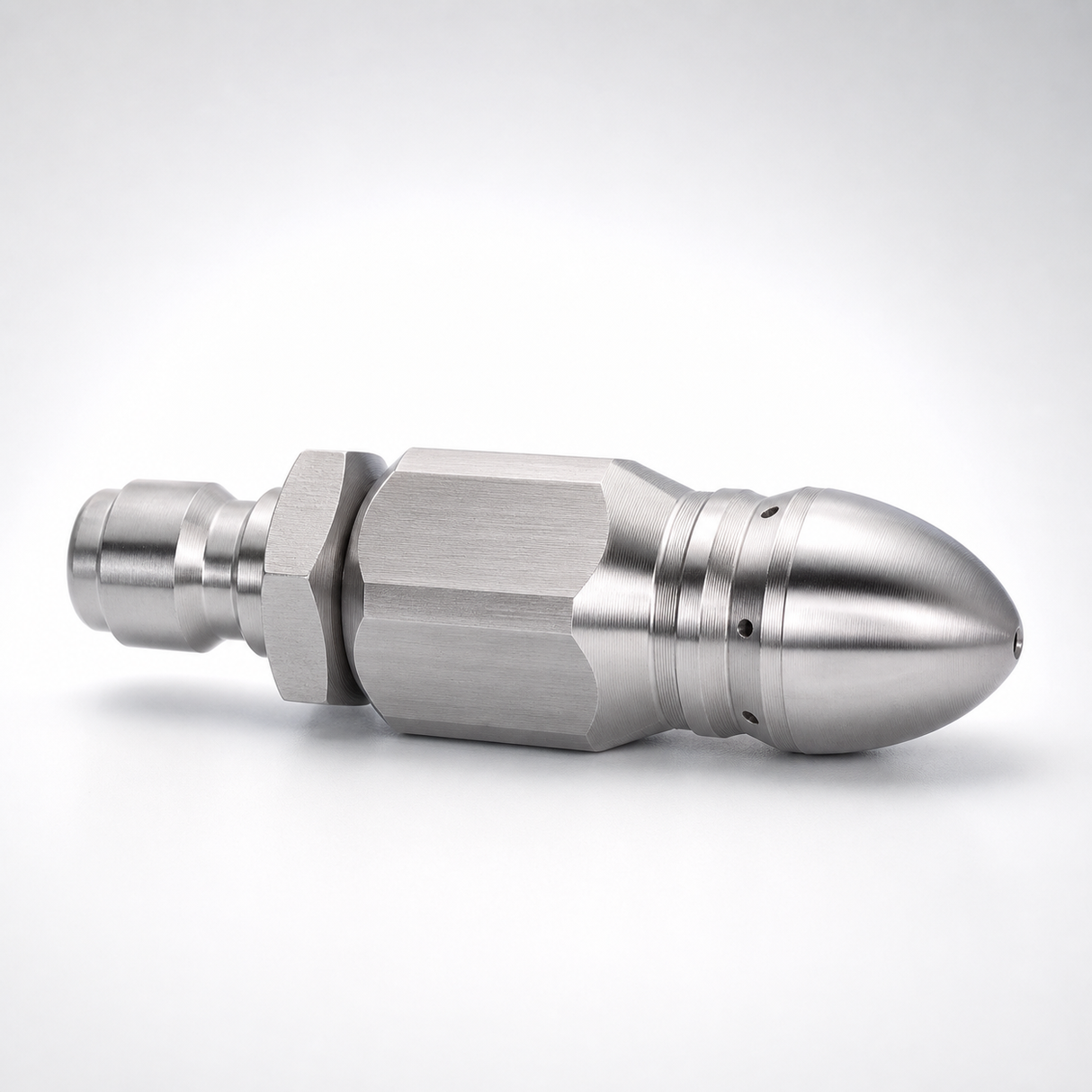🔩Stainless Steel 7-Jet Sewer Jetter Nozzle with 1/4-In Quick Connect