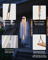 🎃FLASH SALE 55% OFF👻 5FT Light-Up Swinging Ghost⚡Bring Your Porch to Life
