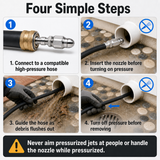 🔩Stainless Steel 7-Jet Sewer Jetter Nozzle with 1/4-In Quick Connect