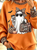 Vintage Halloween Ghost Pattern Art Casual Stylish Long Sleeve Sweatshirt