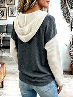 Vintage Elegant Sweater Panel Casual Hoodie Outerwear