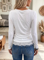 Women's Floral Lace Inset Cowl Neck Draped Top