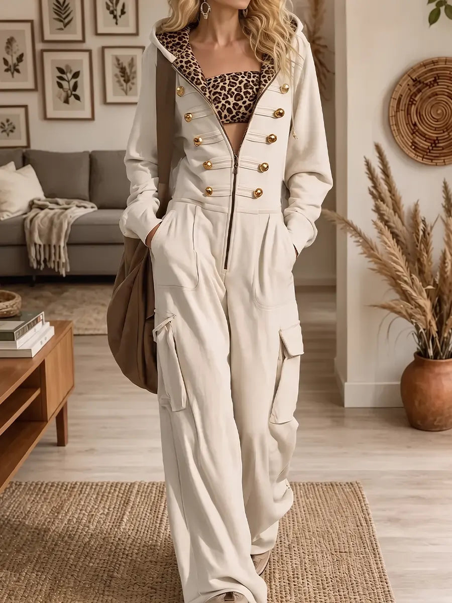 Women's Hooded Cargo Jumpsuit