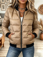 Women's Mock Neck Quilted Bomber Jacket