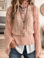 Women's Ruffle Tie Neck Chiffon Blouse