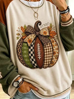 Vintage Pumpkin Autumn Pattern Art Casual Stylish Long Sleeve Sweatshirt