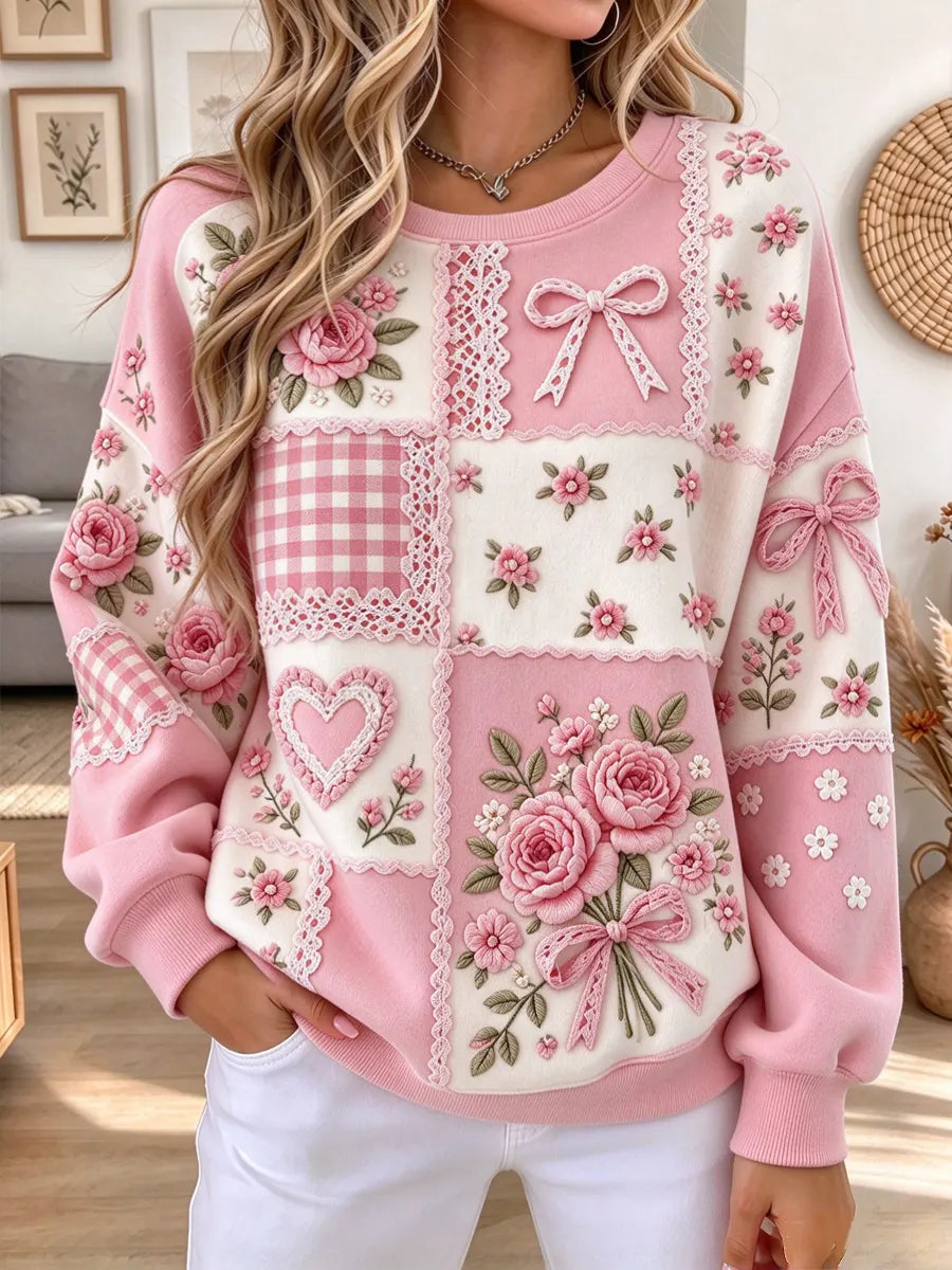 Retro Lovely Floral Pattern Art Casual Stylish Long Sleeve Sweatshirt
