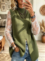 Women's Mock-neck Knit Vest (lace Inner Layer Not Included)