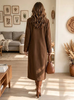 Women's Faux Leather Trim Woolen Maxi Coat