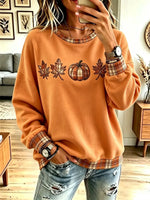 Vintage Pumpkin Autumn Pattern Art Casual Stylish Long Sleeve Sweatshirt