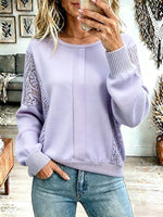 Vintage Elegant Cut-out Patchwork Sweatshirt