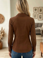Women's Pleated Peplum Button-Down Shirt