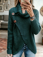 Vintage Elegant Asymmetrical High-neck Pullover Sweater