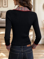 Retro Plaid Pattern Art Casual Stylish Long Sleeve Knit Sweater