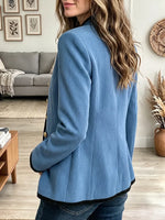 Vintage Elegant Suede Buttons Contrasting Trim Jacket