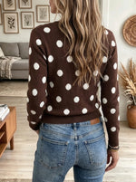Women's Polka Dot Crewneck Cardigan