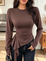 Vintage Round Collar Ruffle Art Casual Stylish Long Sleeve Shirt
