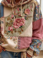Vintage Floral Pattern Art Casual Stylish Long Sleeve Hooded Sweatshirt