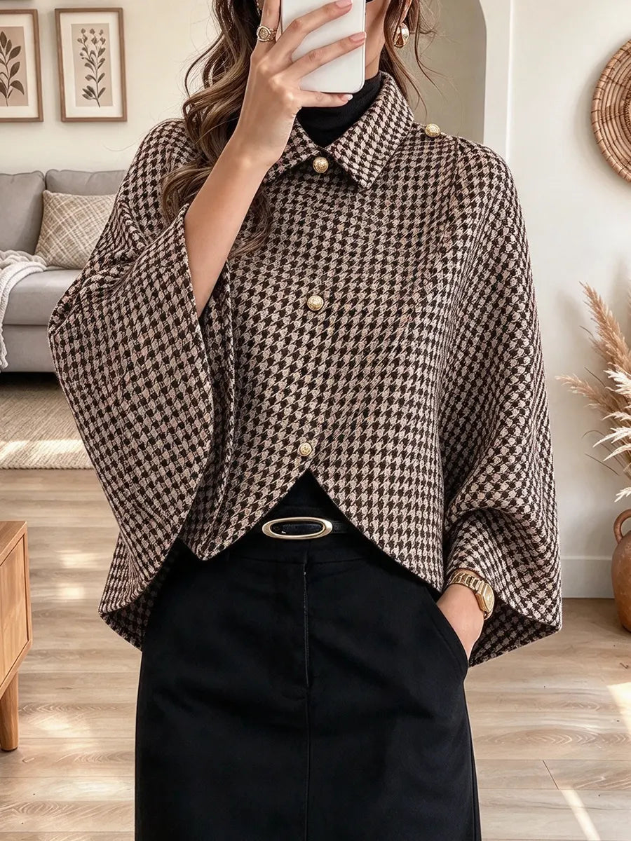 Retro Plaid Pattern Classic Art Casual Lapel Stylish Long Sleeve Coat