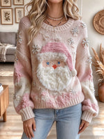 Women's Christmas Santa Claus Print Crew Neck Sweater