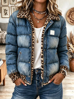 Women's Denim Quilted Puffer Jacket
