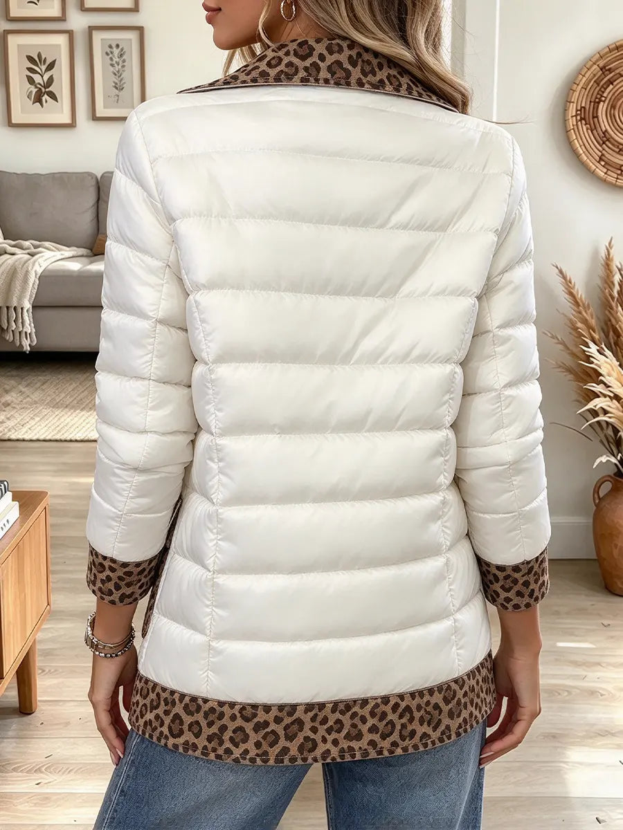 Women's Leopard Print Quilted Puffer Jacket