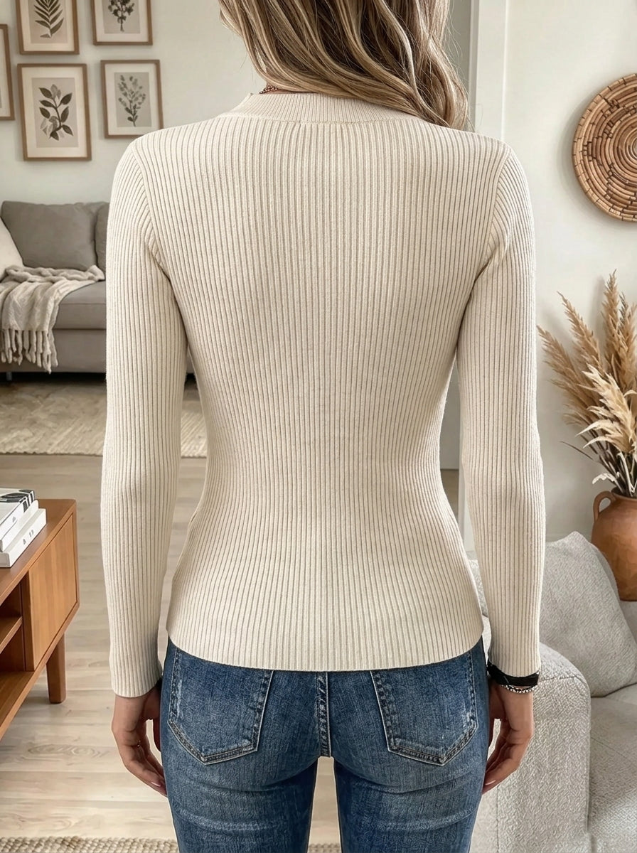Women's Twist Cutout Ribbed Knit Top