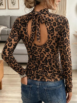 Women's Leopard Print Ruched Top