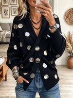 Women's Metallic Disc Embellished Knit Cardigan