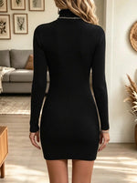 Women's Polka Dot Sheer Shoulder Knit Sweater Dress