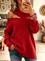Women's Asymmetrical Cutout Cold-Shoulder Knit Sweater