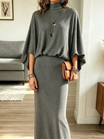 Retro Elegant Art Casual Stylish 3/4 Sleeve Top And Skirt Two-piece Set