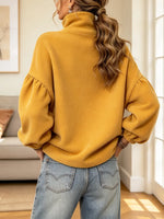 Retro Turtleneck Art Casual Pockets Stylish Long Sleeve Pockets Coat