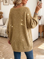 Vintage Elegant V-neck Sequins Knit Sweater