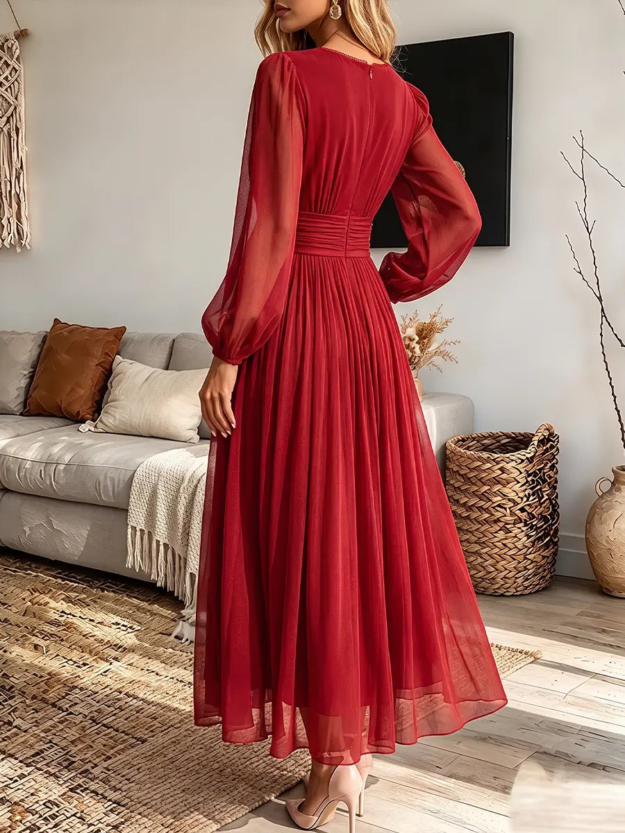 Vintage Elegant Sheer Chiffon Dress