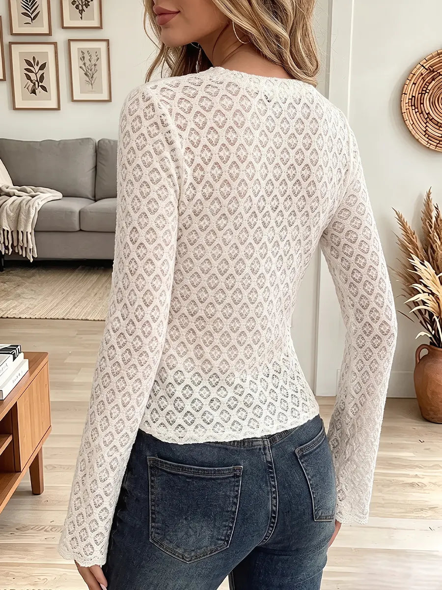 Vintage Elegant Cut-out Lace Shirt