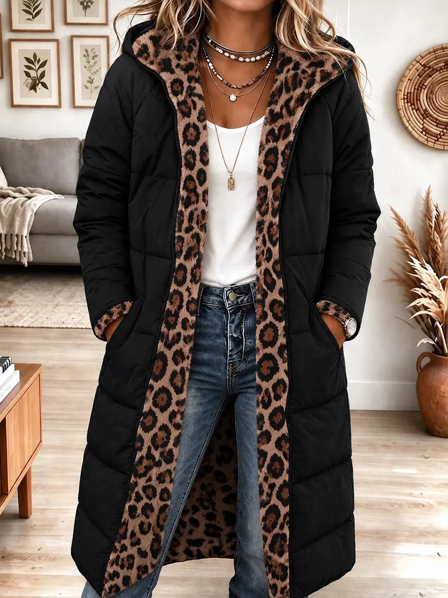 Women's Reversible long hooded cotton coat