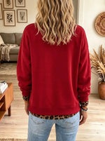 Women's Leopard Christmas Tree Layered Trim Sweatshirt