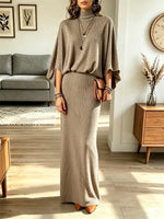Retro Elegant Art Casual Stylish 3/4 Sleeve Top And Skirt Two-piece Set