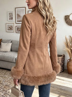 Vintage Elegant Wool Patchwork Fur Coat