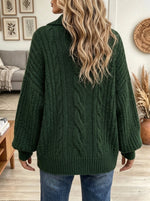 Women's Cable Knit Double-Breasted Cardigan Sweater