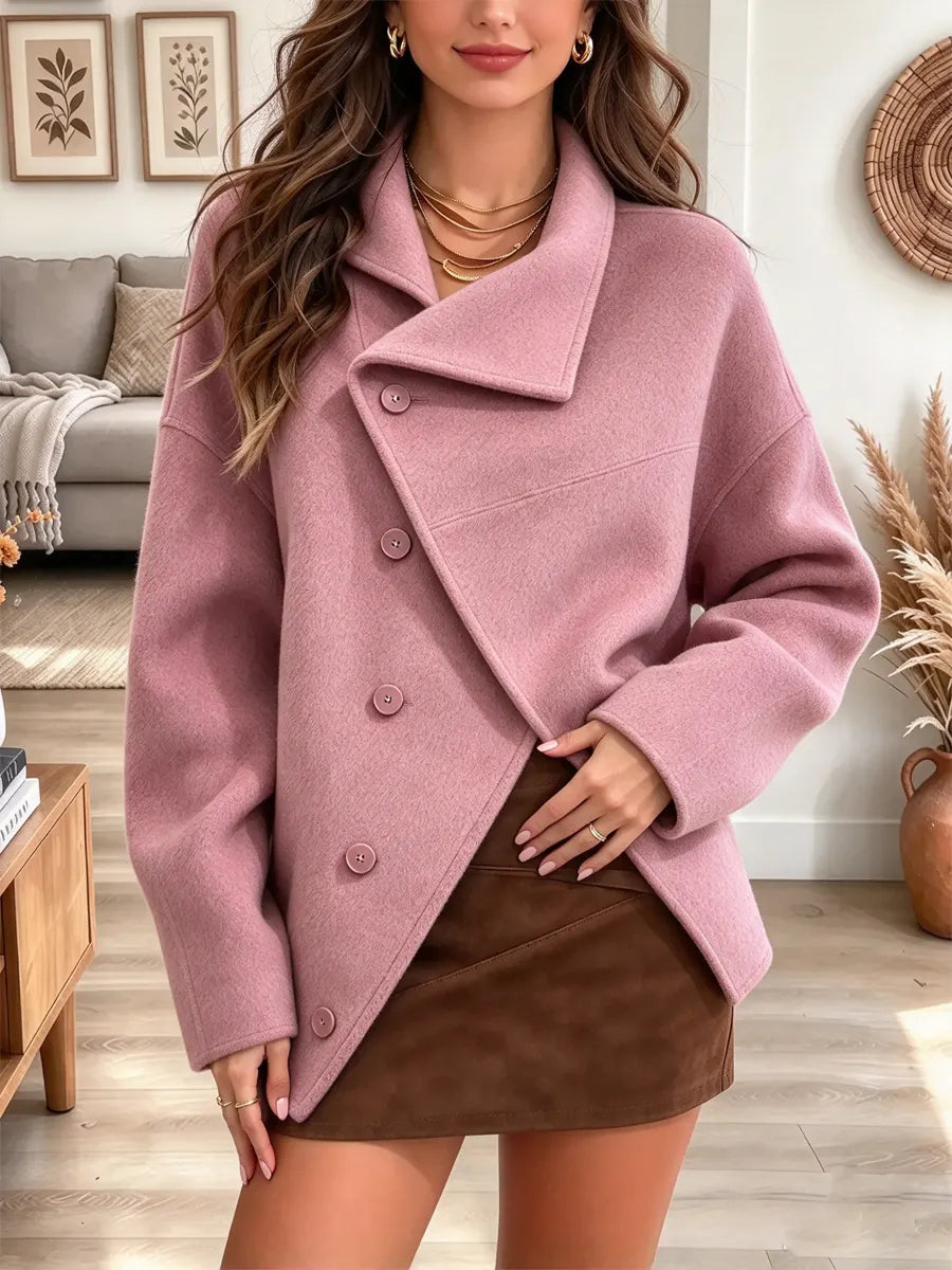 Retro Chic Cozy Asymmetrical Wrap Art Casual Stylish Long Sleeve Lapel Coat
