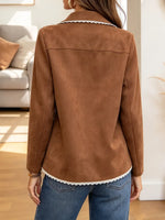 Retro Elegant Lace Trim Art Casual Stylish Lapel Long Sleeve Coat
