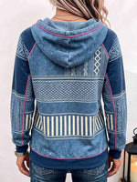 Women's Geometric Ethnic Print Hoodie, Long Sleeve Drawstring Pocket Sweatshirt