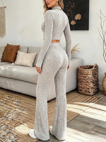 Vintage Elegant Knitted Fabric Top And Pants Two-piece Set