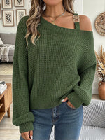 Vintage Elegant Off-shoulder Metallic Knit Sweater