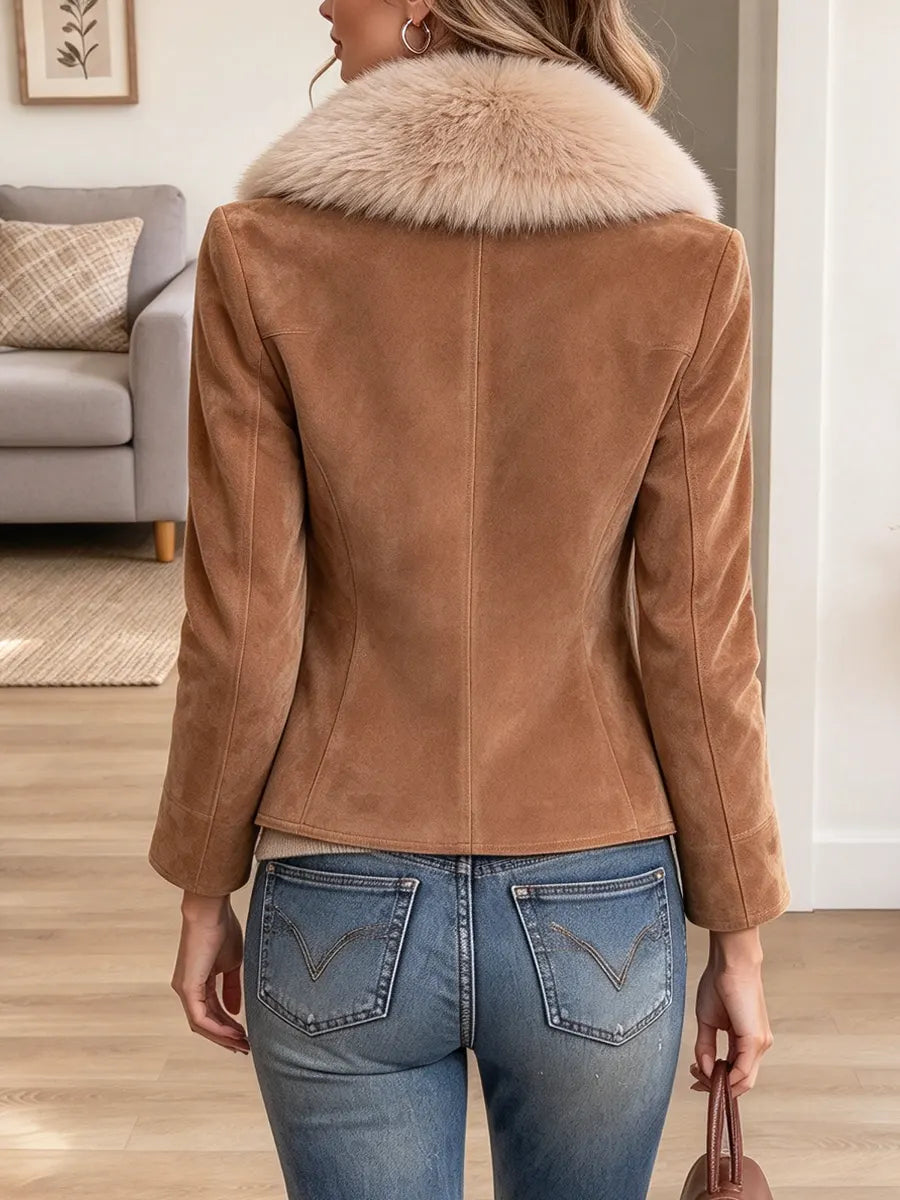 Retro Chic Fur Suede Art Casual Stylish Long Sleeve Coat
