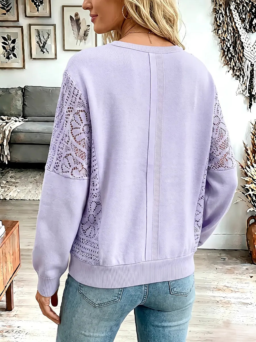 Vintage Elegant Cut-out Patchwork Sweatshirt